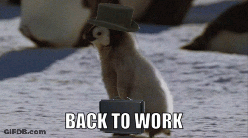 Penguin In Top Hat Carrying Briefcase GIF