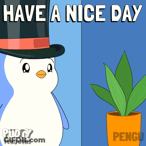 Penguin In Top Hat Have A Nice Day GIF