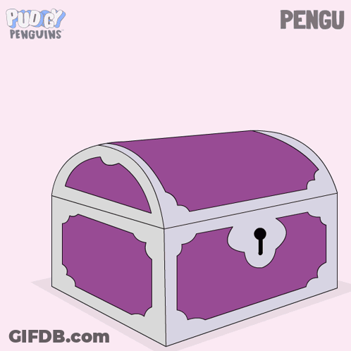 Penguin In Treasure Chest Named Pengu GIF