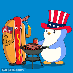 Penguin In Uncle Sam Hat Cooking Hot Dog GIF