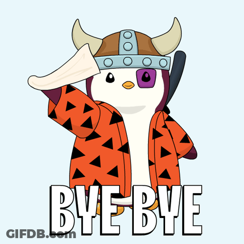 Penguin In Viking Helmet Thumbs Down Bye Bye GIF