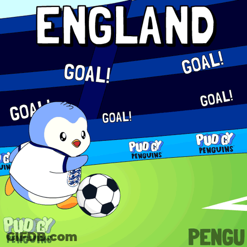 Penguin Kicking Soccer Ball England Goal GIF