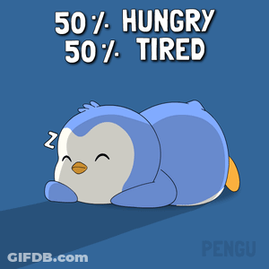 Penguin Laying Down 50% Hungry 50% Tired GIF