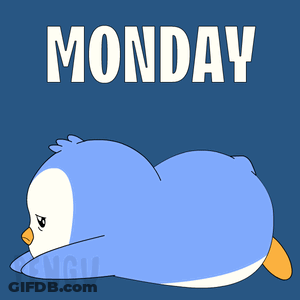 Penguin Laying On Back Saying Monday GIF