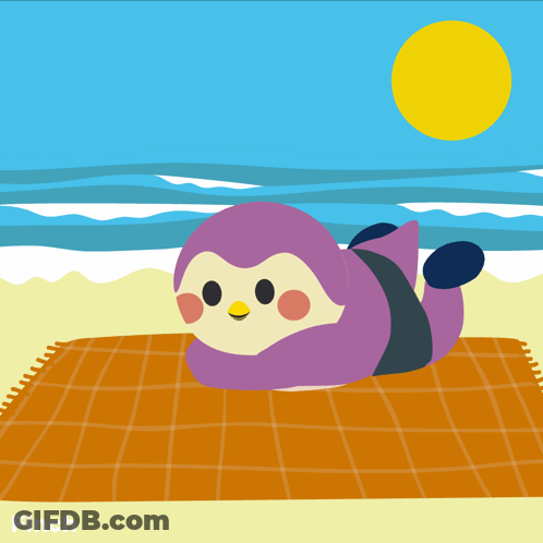 Penguin Laying On Blanket Soak Up The Sun GIF