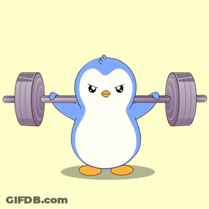 Penguin Lifting Barbell GIF
