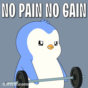 Penguin Lifting Barbell No Pain No Gain GIF