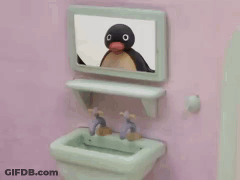 Penguin Looking At Mirror GIF