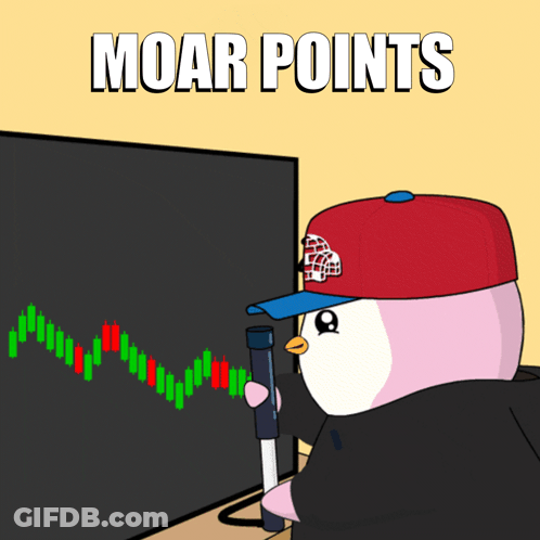 Penguin Looking At Stock Chart With Moar Points GIF