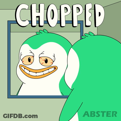 Penguin Looking In Mirror With Chopped GIF