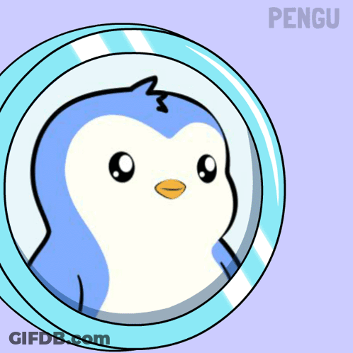 Penguin Looking In Mirror With Pengu GIF