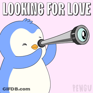 Penguin Looking Through Telescope Saying Looking For Love GIF