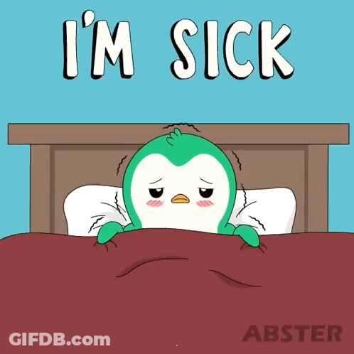 Penguin Lying In Bed Sick GIF