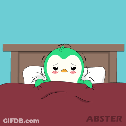 Penguin Lying On Bed Abster GIF