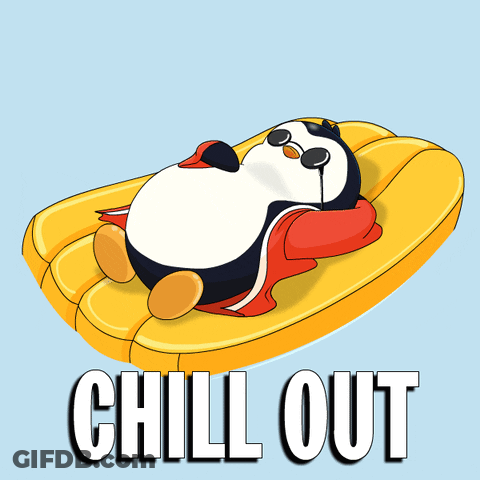 Penguin Lying On Raft Chill Out GIF