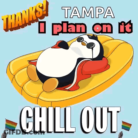 Penguin Lying On Raft Thanks Tampa GIF