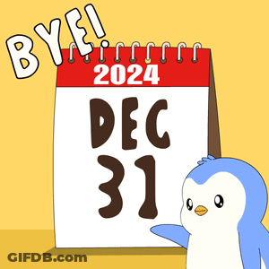 Penguin Next To Calendar Saying Bye 2024 GIF