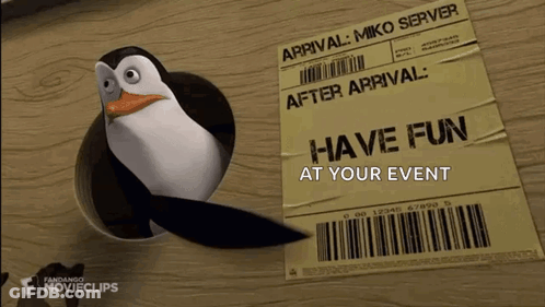 Penguin Next To Have Fun Event Paper GIF