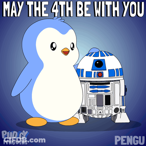 Penguin Next To R2D2 May The 4Th Be With You GIF