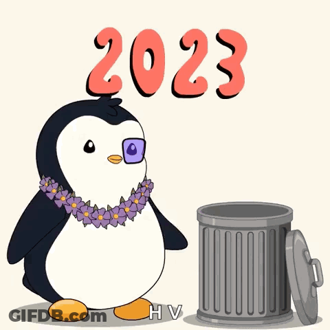 Penguin Next To Trash Can 2024 GIF