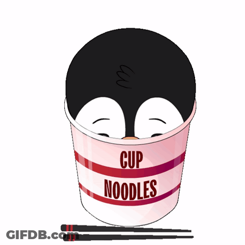 Penguin Noodle Cup GIF