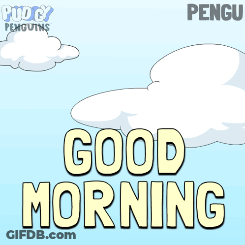 Penguin On Cloud Good Morning GIF