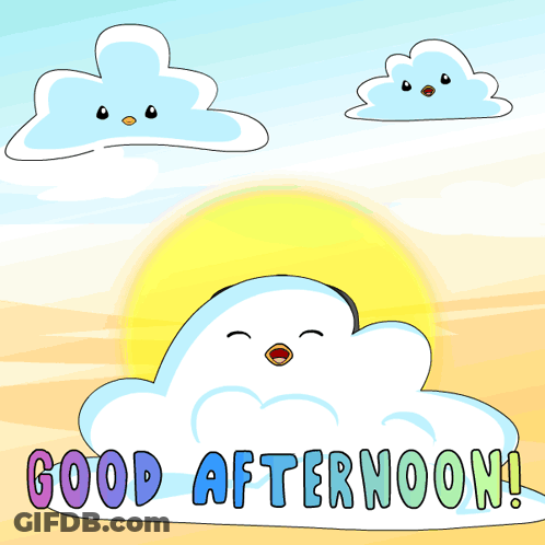 Penguin On Cloud Saying Good Afternoon GIF