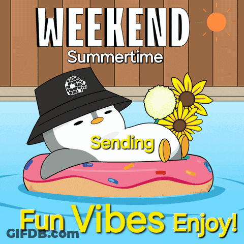 Penguin On Donut In Water Weekend Summertime Fun GIF