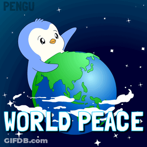 Penguin On Globe Saying World Peace GIF