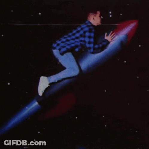 Penguin On Rocket With Planet GIF
