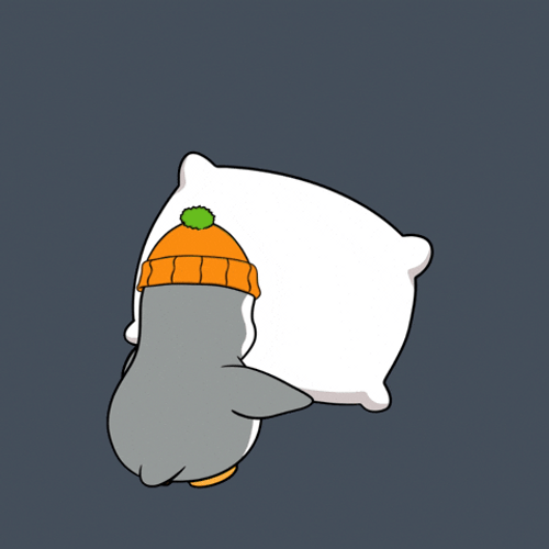 Penguin Pats Pillow Im Tired GIF