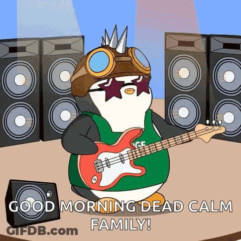 Penguin Playing Guitar Good Morning Dead Calm Family GIF