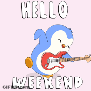 Penguin Playing Guitar Hello Weekend GIF