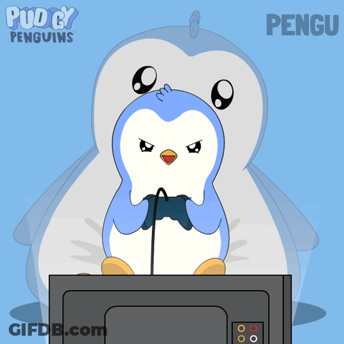 Penguin Playing Video Game GIF