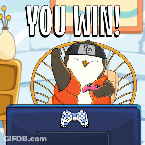Penguin Playing Video Game You Win GIF