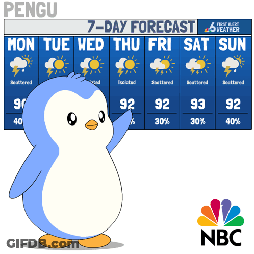 Penguin Pointing At 7 Day Forecast NBC Weather Channel GIF