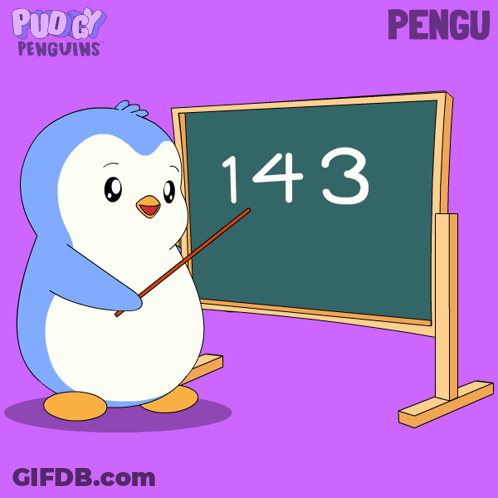 Penguin Pointing At Blackboard With 143 GIF