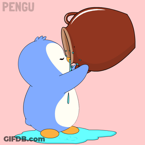 Penguin Pouring From Pot GIF