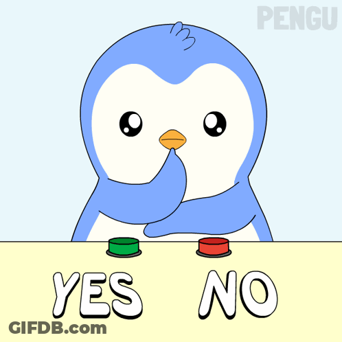 Penguin Pressing Yes And No Button GIF