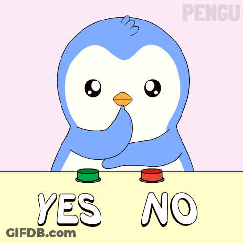 Penguin Pressing Yes Button GIF