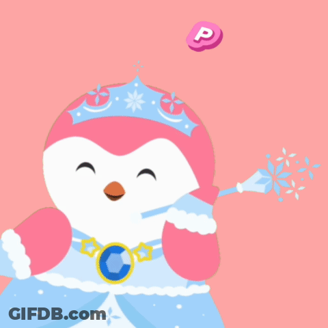 Penguin Princess Holding Wand GIF