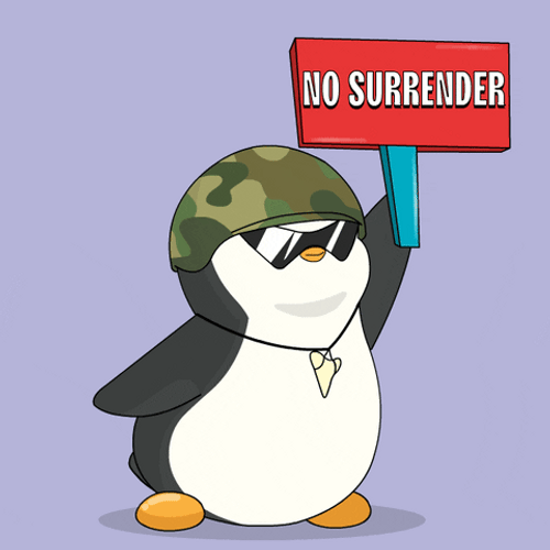 Penguin Protesting No Surrender Stay Strong GIF