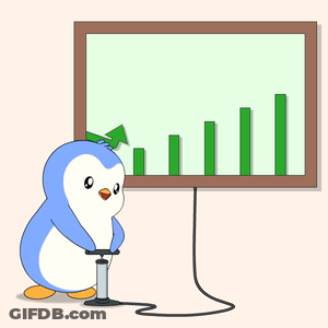 Penguin Pumping Up Graph On Screen GIF
