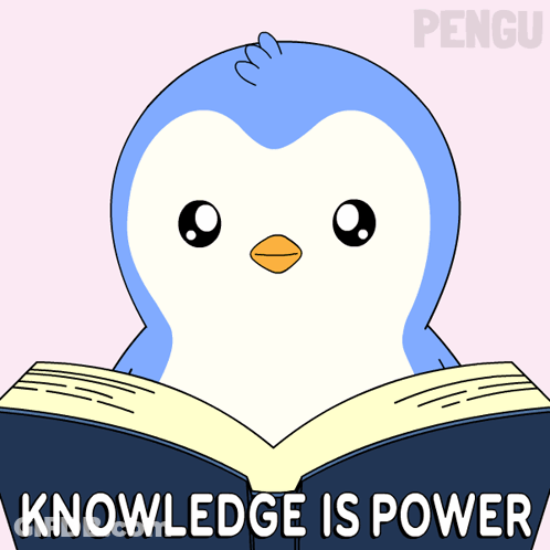 Penguin Reading Book Knowledge Is Power GIF