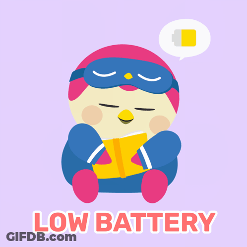 Penguin Reading Book Low Battery GIF