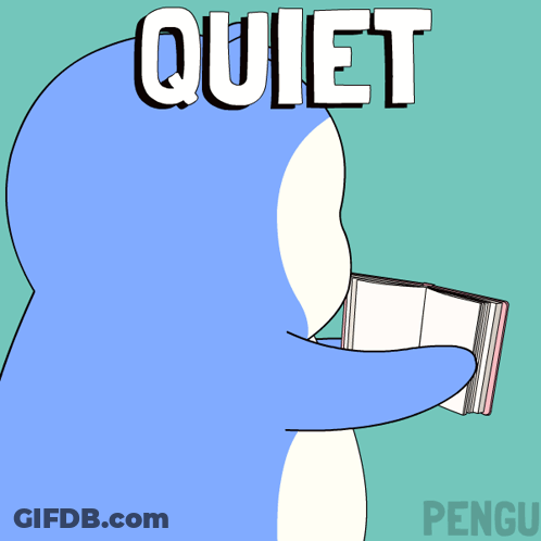 Penguin Reading Book Quiet GIF