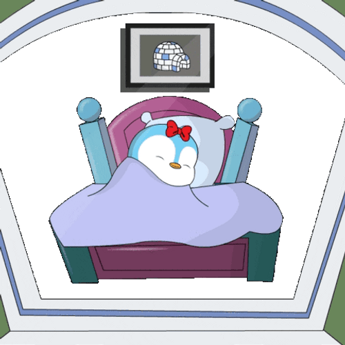 Penguin Red Ribbon Im Awake GIF