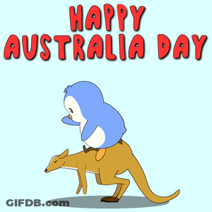 Penguin Riding Kangaroo Happy Australia Day GIF