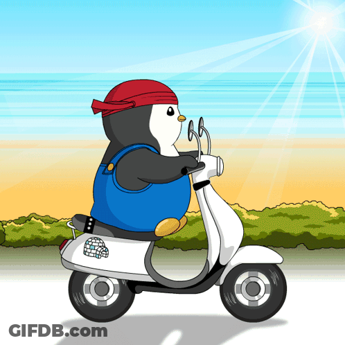 Penguin Riding Scooter GIF