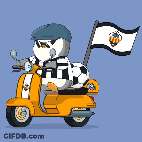 Penguin Riding Scooter With Soccer Ball GIF
